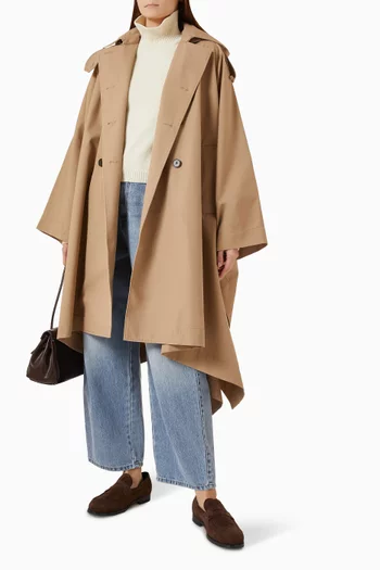 Hooded Cape Trench Coat in Cotton