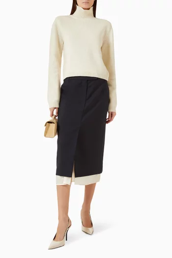 Boxer Detailed Midi Skirt in Wool