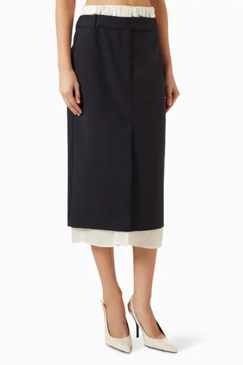 Boxer Detailed Midi Skirt in Wool