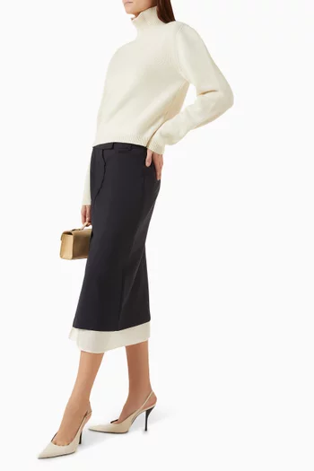 Statement Shoulder Cropped Turtleneck Sweater in Wool & Cashmere