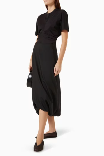 Twisted Midi Skirt in Wool
