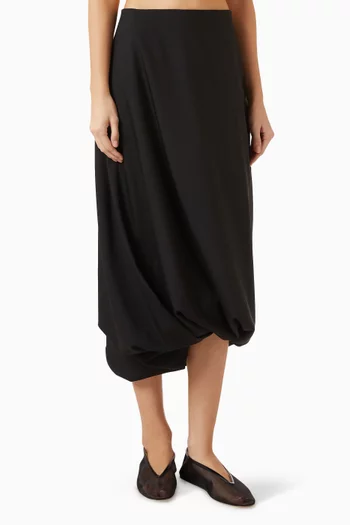 Twisted Midi Skirt in Wool