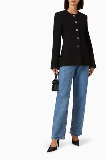 Bouclé Shaped Blazer in Wool-blend