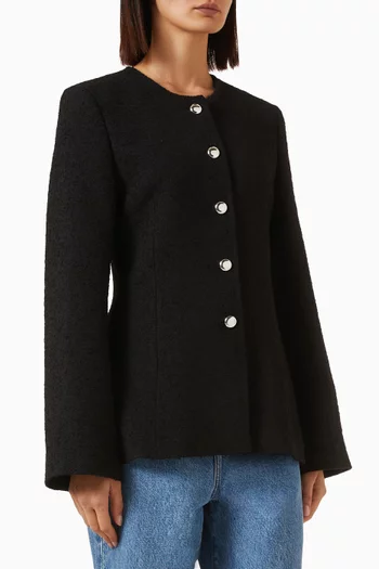 Bouclé Shaped Blazer in Wool-blend