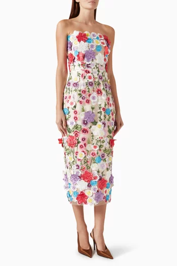 Rosette Strapless Midi Dress