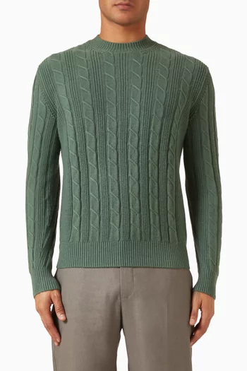 Cable-knit Crew-neck Sweater in Oasi Cashmere