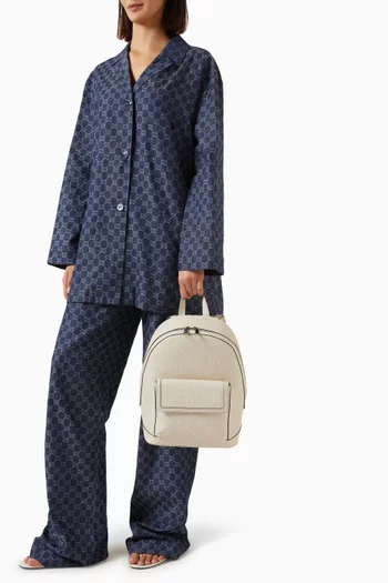 Jumbo GG Embossed Backpack in Leather