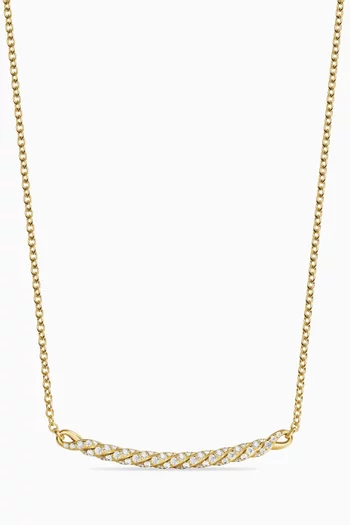 Sculpted Cable Bar Diamond Chain Necklace in 18kt Gold