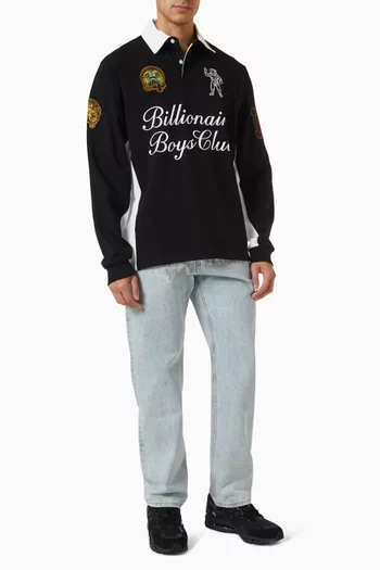 Script Panelled Rugby Shirt in Cotton Jersey
