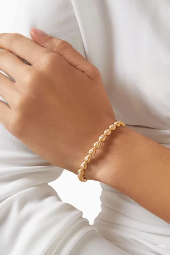 Diamond Bangle in Brushed 18kt Yellow Gold