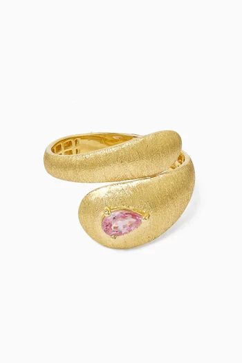Stone Ring in Brushed 18kt Yellow Gold