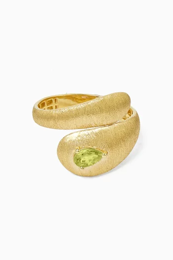 Peridot Ring in Brushed 18kt Yellow Gold