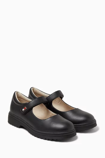 Mary Jane Flats in Faux Leather