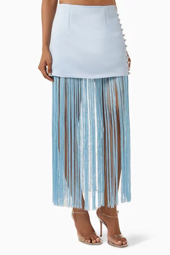 Tassel-hem Skirt in Satin