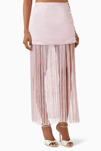 Tassel-hem Skirt in Satin