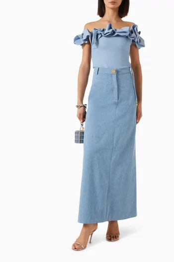 Stellar High-rise Skirt in Denim