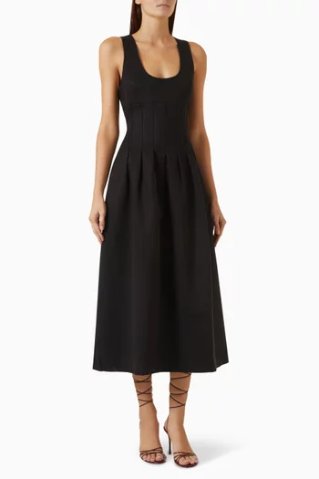 Cinched Midi Dress in Tencel Blend