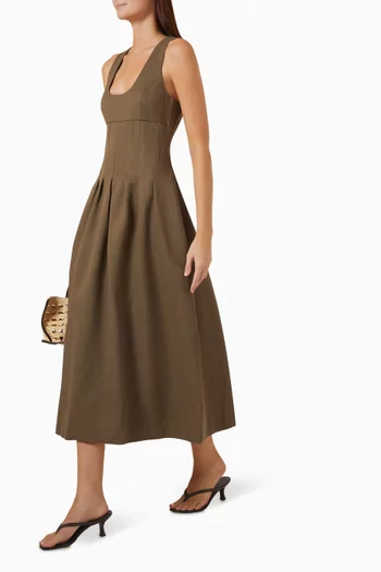 Cinched Midi Dress in Tencel Blend