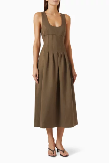 Cinched Midi Dress in Tencel Blend