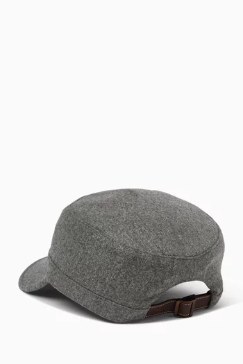 Field Cap in Virgin Wool Flannel