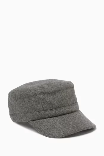 Field Cap in Virgin Wool Flannel