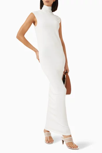 Sheer High-neck Dress in Viscose Blend