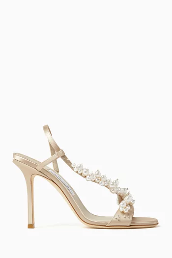 Irina 100 Embellished Sandals in Satin