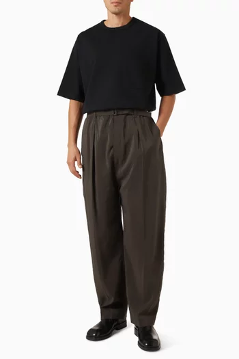 Belted Relaxed Pants in Dry Silk
