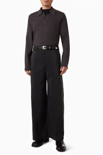 Polo Shirt in Fine Mouliné Merino Wool