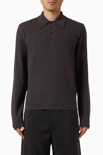 Polo Shirt in Fine Mouliné Merino Wool