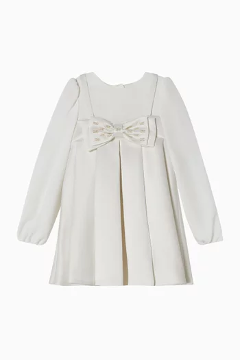 Bow Dress in Duchesse Satin & Georgette