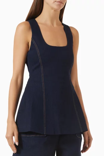 Volume Cinched-waist Top in Denim
