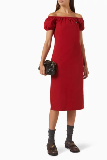 Scoop-neck Midi Dress in Cotton-poplin
