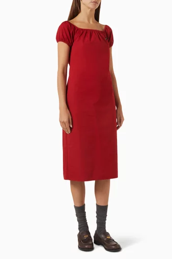 Scoop-neck Midi Dress in Cotton-poplin
