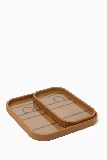 Knotted Trays in Leather, Set of 2
