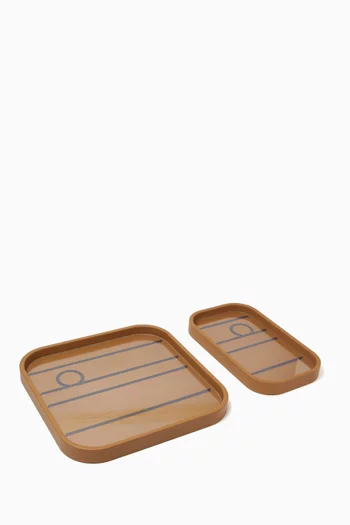Knotted Trays in Leather, Set of 2