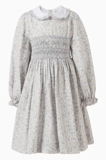Heloise Smocked Dress in Cotton
