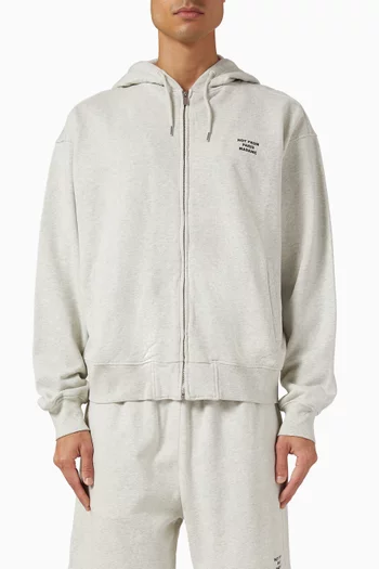 Slogan Zip Hoodie in Fleece