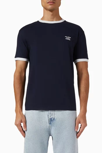 Contrasted Slogan T-shirt in Cotton