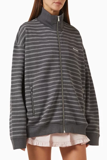 Striped Jacket in Cotton Fleece