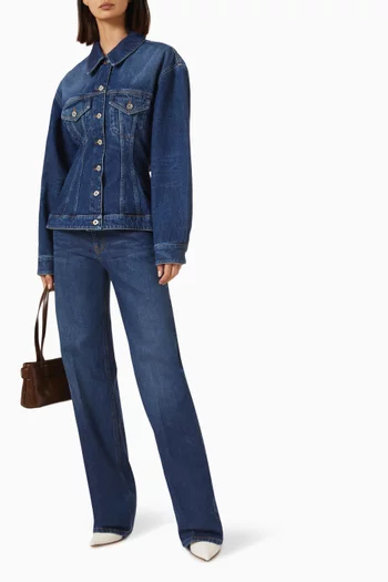Washed Straight Jeans in Denim