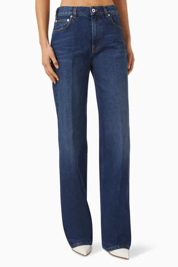 Washed Straight Jeans in Denim