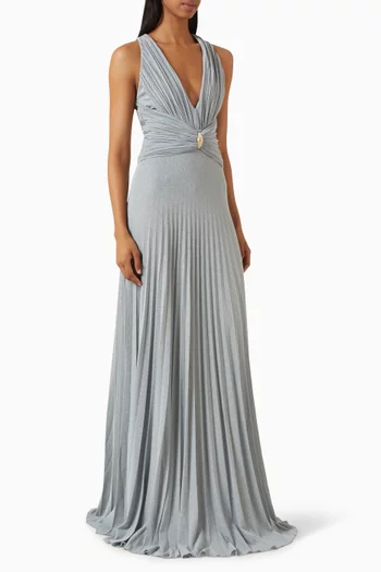 Kilmer Pleated Gown in Lurex Jersey