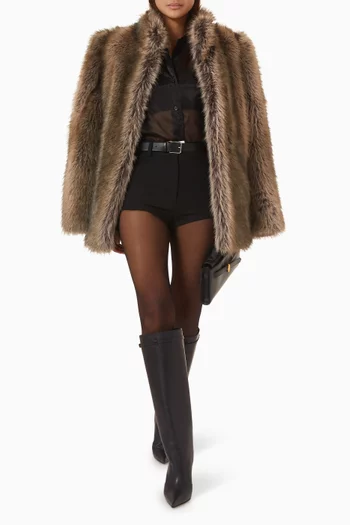 Denia Cinched Jacket in Faux Fur