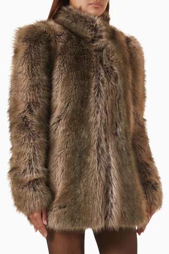 Denia Cinched Jacket in Faux Fur