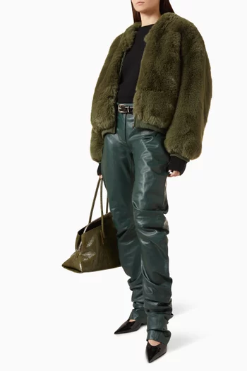Senna Collarless Jacket in Faux Fur