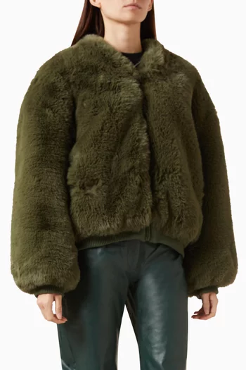 Senna Collarless Jacket in Faux Fur