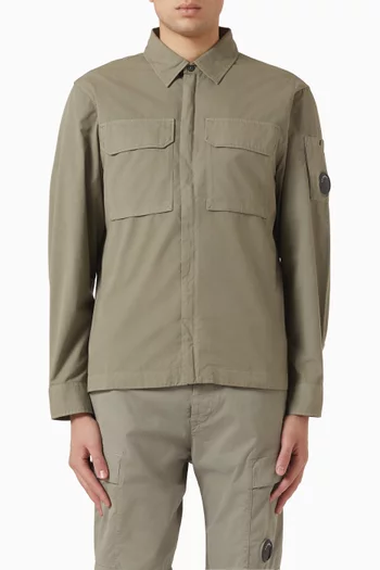 Lens Flap Zip Overshirt in Organic Gabardine