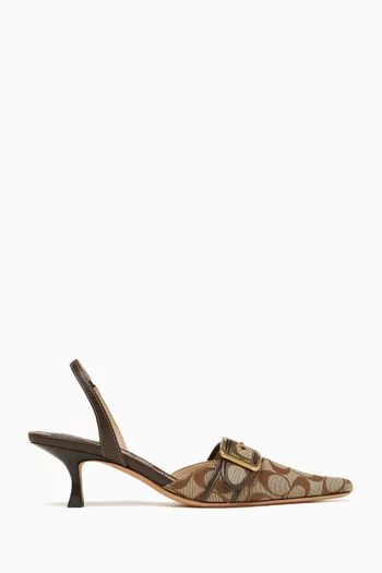 Margot Slingback 57 Pumps in Signature Sateen Jacquard