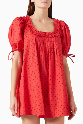 Jemima Cherry-print Mini Dress in Cotton